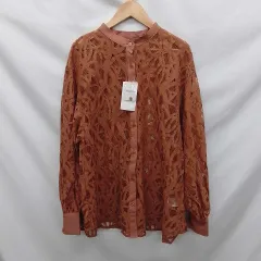 【新品・タグ付き】reca レカ レースバンドカラーシャツ オレンジブラウン F □○ 