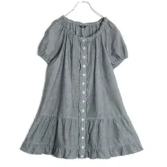 【美品】ピンクハウス★チュニックブラウス タンガリー グレー系 前開き フリル♪無地 z18069
