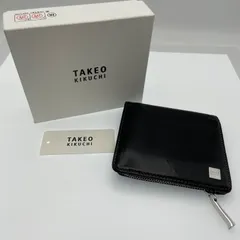 TAKEO KIKUCHI タケオキクチ 二つ折り財布 財布 レザー 黒 無地 ロゴ ウォレット （ME76-3647)