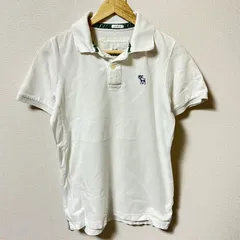 (^w^)b Abercrombie＆Fitch アバクロンビーアンドフィッチ MUSCLE 半袖ポロシャツ コットン 綿100% 刺繍 ワンポイント トップス シンプル アメカジ デイリー タウンユース ホワイト 白 メンズ サイズS