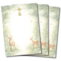 命名書 ゆめいろ【森の守り神】 自分で手書き 台紙のみ 3枚セット  A4  練習用紙つき