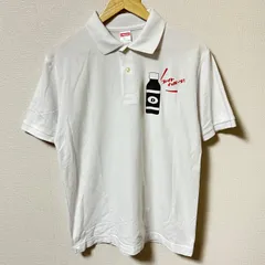 (^w^)b United Athle ユナイテッドアスレ リポビタンD 半袖ポロシャツ コットン 綿 ポリエステル プリント シンプル レア 企業 デイリー タウンユース ホワイト 白 メンズ サイズL