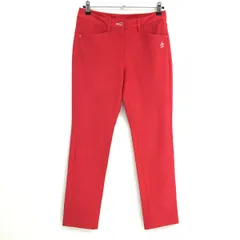 【美品】マンシングウェア パンツ レッド×白 ロゴ刺しゅう ストレッチ  レディース 11 ゴルフウェア Munsingwear