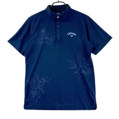 サイズ：L CALLAWAY キャロウェイ  半袖ポロシャツ ロゴ刺繍 花 総柄 ネイビー系 [240101565323] ゴルフウェア メンズ ストスト