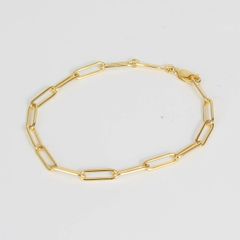 新品 日本製K18YGペーパークリップチェーンブレスレット18金ぺパクリ 