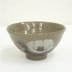 作家物　椿文茶碗  茶道 抹茶 おしゃれ 抹茶茶碗 抹茶碗 和食器 レトロ 茶器 骨董 茶わん 茶会 茶の湯