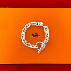 極 美品 HERMES エルメス シェーヌダンクル GM 12コマ シルバー925 チェーン ブレスレット アクセサリー シルバー 47327