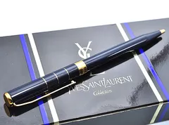 未使用 Yves Saint Laurent イヴサンローラン YSL ボールペン 筆記具 ネイビー 紺 ゴールド金 ケース・説明書付きのサムネイル