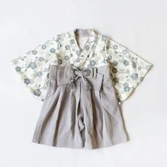《新品》袴 ロンパース うめ柄 mocmof 70㎝ ライトグレー