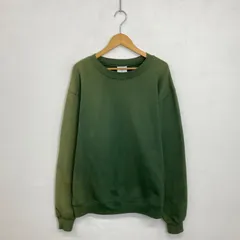 Champion ECO チャンピオン トレーナー スウェット ロゴ ワンポイント 長袖 クルーネック フェード グランジ 襤褸 裏起毛 古着 VINTAGE 無地 メンズ L グリーン系 B670