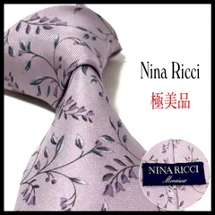 ニナリッチ  ネクタイ  ブランド  パープル  紫  花柄  シルク100%  日本製  ビジネス  結婚式  極美品  NINA RICCI