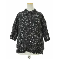 【mizuiro-ind】ドット プリント キャッチ ワッシャー五分袖シャツ