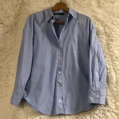 ZARA　ブルーストライプ　長袖シャツ　ボタン付き裾　XS　SSサイズ