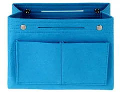 衝撃吸収 【バッグを傷つけない】柔らか素材 大容量 整理整頓 フェルト 多機能 化粧品ポーチ 自立式 ファスナー付き インナーバッグ 軽量 レディース メンズ バッグインバッグ 男女兼用 (アクアマリン)