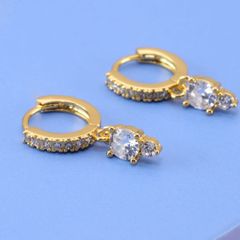 PS6 S925 フープピアス 2粒 CZダイア ゴールド アレルギー対応 高級 