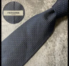 renoma レノマ  ネイビー シルク ネクタイ[MSE308]