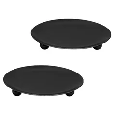 お香皿 受け皿 香皿 TikTrunk アロマキャンドル用 アクセサリートレー 金属製 丸形 直径7cm 2個セット ブラック