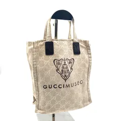 ■美品■GUCCI グッチ　GUCCI MUSEO グッチミュゼオ　ミニトートバッグ GGキャンバス　前面ロゴ　ベージュ　イタリア製　刻印あり　283414 527066