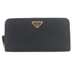 未使用品▼PRADA プラダ 1ML506 ナイロン レザー トライアングルロゴ 三角プレート ラウンドファスナー ロングウォレット 長財布 ブラック ゴールド金具 箱付き メンズ
