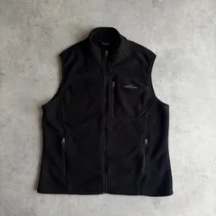 Eddie Bauer/エディーバウアー/フリースベスト/フルジップ/スタンドカラー/立ち襟/ロゴ刺繍/ブラック/黒/jmaple