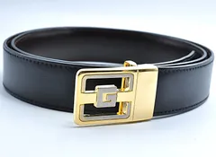 GIVENCHY GENTLEMAN ジバンシー ベルト リバーシブル ゴールド 金 Gロゴバックル レザー 本革 ブラック 黒イタリア製のサムネイル