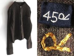 【現行　未使用級】45R ニットカーディガン　ビーズ　ロゴ刺繍 花モチーフ 現行 未使用級】45R ニットカーディガン ビーズ ロゴ刺繍 花モチーフ