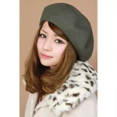 ベレー帽 帽子 レディース レディス 厚手でしっかり ベレー 国産 バスクベレー 大きいトップで耳まですっぽり カーキグリーン 【MB】