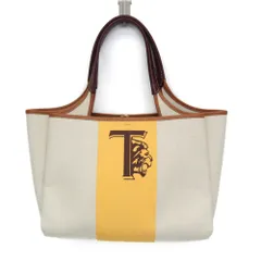 トッズ(Tod's) レディース キャンバス,レザー トートバッグ ライトベージュ,イエロー