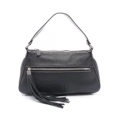 シャネル CHANEL ショルダーバッグ ロゴ ブラック レザー ロゴ フリンジ ショルダーバッグ レディース Used A
