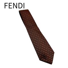 フェンディ FENDI ネクタイ ブラウン FFロゴ 総柄 シルク ☆FENDI☆ エレガント♪ FFモチーフ シルク ネクタイ: ブラウン (FENDI