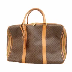 【6bc4310-k】セリーヌ ボストンバッグ マカダム PVC ブラウン ゴールド金具【中古】メンズ レディース ユニセックス