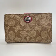 3567 COACH コーチ 折り財布 シグネチャー PVC レザー ブラウン レッド  コンパクトウォレット