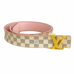 ルイ・ヴィトン(Louis Vuitton) ルイ・ヴィトン ベルト ダミエ・アズール サンチュール LV イニシャル 30MM リバーシブル M0145 ホワイト ピンクレディース