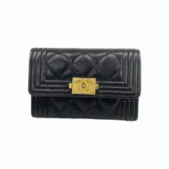 シャネル(Chanel) シャネル 名刺入れ・カードケース ボーイシャネル キャビアスキン ブラック レディース