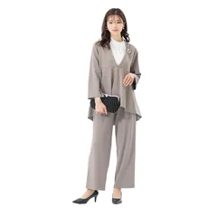 [アッドルージュ] スーツ レディース セットアップ 大きいサイズ 体型カバー ストレッチ 洗える セレモニー 入学式 卒業式 母 ママ ビジネス 【t5326】 モカベージュ L 0