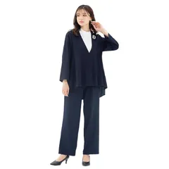 [アッドルージュ] スーツ レディース セットアップ 大きいサイズ 体型カバー ストレッチ 洗える セレモニー 入学式 卒業式 母 ママ ビジネス 【t5326】 ネイビー 3L 0