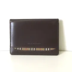バーバリー BURBERRY パスケース カードケース 名刺入れ レザー ノバチェック ロゴ 茶 ブラウン