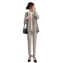 [Formemory] 卒業式 スーツ スーツ レディース ママ ママスーツ セットアップ レディース ジャケット レディース スーツ ゆったり お洒落 パンツスーツ シフォン パンツドレス 体型カバー シンプル フォーマル 通勤 普段着 通年3色 3サイ 1