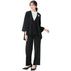 [アッドルージュ] スーツ レディース セットアップ 大きいサイズ 体型カバー ストレッチ 洗える セレモニー 入学式 卒業式 母 ママ ビジネス 【t5326】 ブラック 4L 0