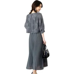 [アッドルージュ] パーティー ドレス レディース 結婚式 洗える フォーマル セレモニー 大きいサイズ ロング 披露宴 二次会 【t9046】 ロング丈 チャコールグレー Lサイズ 1