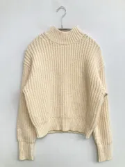UNIQLO ユニクロ ニット/セーター S アイボリー ウール・ニット 無地 ショート丈 タートルネック/ハイネック 長袖