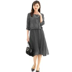 [アッドルージュ] パーティー ドレス レディース 結婚式 洗える フォーマル セレモニー 大きいサイズ ロング 披露宴 二次会 【t9046】 ミディ丈 チャコールグレー 3Lサイズ 1