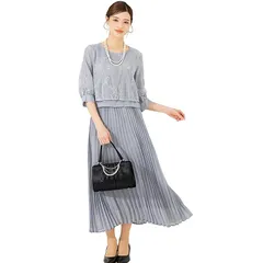 [アッドルージュ] パーティー ドレス レディース 結婚式 洗える フォーマル セレモニー 大きいサイズ ロング 披露宴 二次会 【t9046】 ロング丈 スカイグレー 3Lサイズ 1