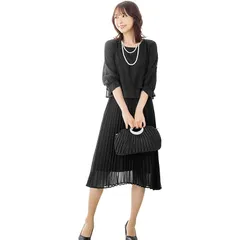 [アッドルージュ] パーティー ドレス レディース 結婚式 洗える フォーマル セレモニー 大きいサイズ ロング 披露宴 二次会 【t9046】 ミディ丈 ブラック 4Lサイズ 1