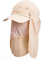 TradeWind UVカット キャップ 撥水 帽子 フェイスカバー アウトドア スポーツ サンバイザー 速乾 防風 日焼け防止 4Way (ベージュ)
