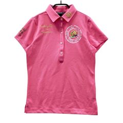 MARK & LONA 半袖ポロシャツ スカル ラインストーン ピンク M 美品