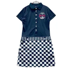 サイズ：S CALLAWAY キャロウェイ  半袖 ポロ ワンピース チェッカー柄 ネイビー系 [240101606041] ゴルフウェア レディース ストスト