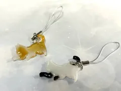 ハンドメイド 猫型ストラップ 2個セット レジン