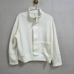 レディース 白 ハイネック ジップアップ スウェット F