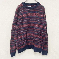 古着 used　Croft&Barrow　コットンニットセーター　総柄　赤　レッド　Mサイズ【値引き交渉OK！】
